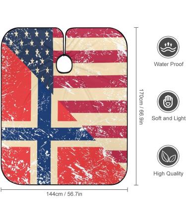 American & Norway Retro Flag Barber Cape - Adjustable Snap Hair Cutting Salon Apron for Adults | International Shipping - Buy Online on GoSupps.com