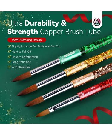 Saviland Christmas Acrylic Nail Brush Set - 4PCS Nail Art Brushes for Acrylic Powder & Liquid Monomer - Glitter Nail Art Tool for Manicure - Women's Gift Set (Size 6/10/12/14) - Buy Online on GoSupps.com