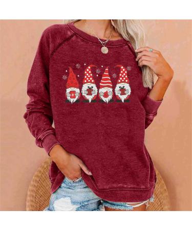 oelaio Womens Blouses 2023 Christmas Long Sleeve Tops for Leggings Round Neck Graphic Cute Pullover Fall Loose Fit T Red - Buy Online on GoSupps.com