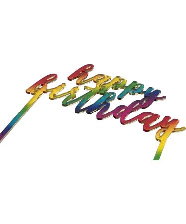 Rainbow Happy Birthday Cake Topper Acrylic Birthday Cupcake Topper Cake Pick Decorations for Birthday Party Cake Desserts cup cake topper - Buy Online on GoSupps.com