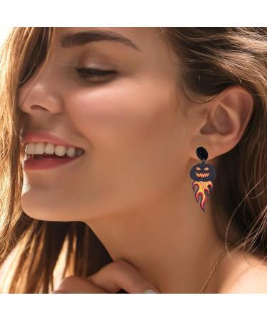 Feyley Halloween Cartoon Acrylic Earrings - Ghost Pumpkin Skull Dangle Jewelry Gift for Women & Girls | International Shipping - Buy Online on GoSupps.com