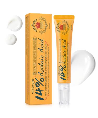 Azelaic Acid 14% for Face Premium Acne Cream Reduces Dark Spots & Facial Redness Azelaic Acid Serum with Salicylic Acid & Niacinamide for Acne Breakouts Oil Control & Relieve Irritation 1 Oz 1 Fl Oz (Pack of 1)