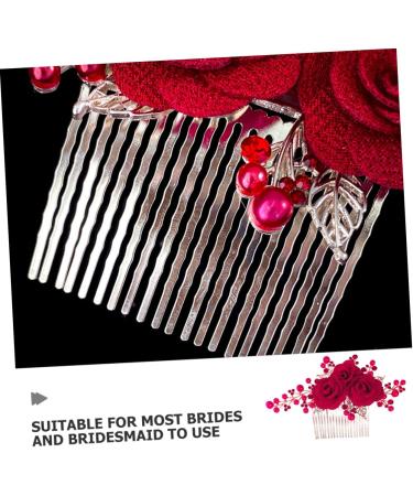Mikinona Rose Hair Comb Bridal Hair Side Comb Wedding Hair Side Comb Bride Hair Side Comb Wedding Hair Comb Bridesmaid Hair Comb Hair Jewelry Comb Hair Decoration Hair Fork Red Zinc Alloy - Buy Online on GoSupps.com