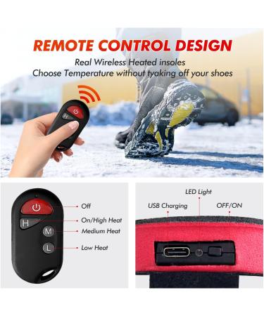 iHEAT Heated Insoles with Remote Control - Rechargeable Electric Thermal Insoles for Men and Women - Wireless Foot Warmer for Hunting, Hiking, Camping - Black - Buy Online on GoSupps.com