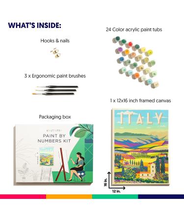 Kraftistry Paint by Number Italy - DIY Adults' Paint-by-Number Kit with Framed Canvas - 12x16 Adult Kit on Canvas - Buy Online on GoSupps.com