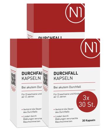 N1 diarrhea capsules 90 pcs - medical device in acute diarrhea - shortens the diarrhea duration relieves abdominal pain & shortens the treatment 90 pieces (1 Pack)