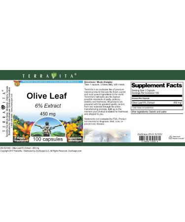 Olive Leaf 6% - 450 mg (100 Capsules ZIN: 521832) - 3 Pack - Buy Online on GoSupps.com