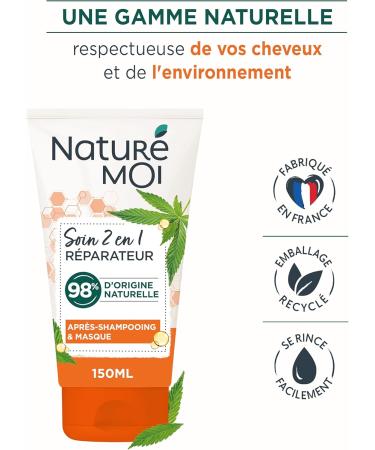 Natur Moi - 2 in 1 Hair Care - Conditioner + Mask - Dry and Damaged Hair - With Plant Ceramides and Organic Hemp Oil - 98% Natural Origin - 150 ml - Made in France - Buy Online on GoSupps.com