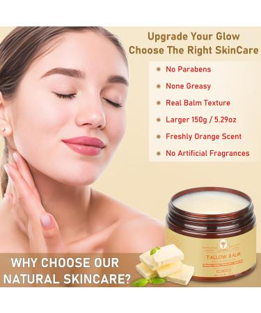 Beef Tallow for Face (5.29 Oz) | 100% Grass-Fed Beef Tallow Balm for Dry & Sensitive Skin - Organic Beef Tallow for Skin - Tallow Face Moisturizer - Deep Hydration & Soothing Relief (Sweet Orange) Sweet Orange 5.29 Ounce (P  - Buy Online on GoSupps.com