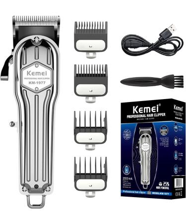 KEMEI 1977 Professional Hair Clippers for Men | Cordless Grooming Kit | USB Rechargeable Wet/Dry Trimmers for Home & Barbers - Silver - Buy Online on GoSupps.com