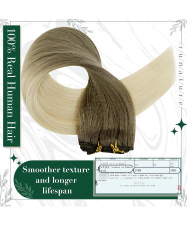 Runature Real Hair Clip-In Extensions - Brown Balayage Ombre Blond 40cm 3pcs 50g - Premium Quality Human Hair #BA8/60 - Buy Online on GoSupps.com