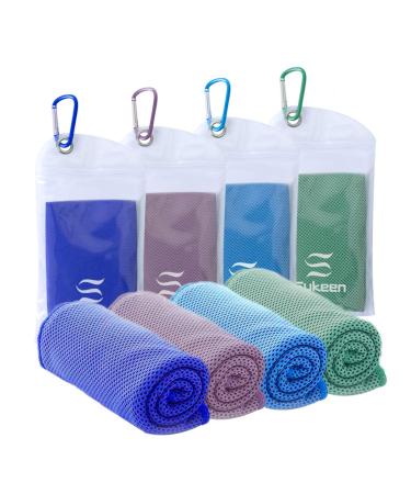 Sukeen Cooling Towel(40"x12") Microfiber Cool Towel,Soft Breathable Chilly Towel for Yoga, Golf, Gym, Camping, Running, Workout & More Activities Dark Blue/Light Purple/Light Blue/Palegreen