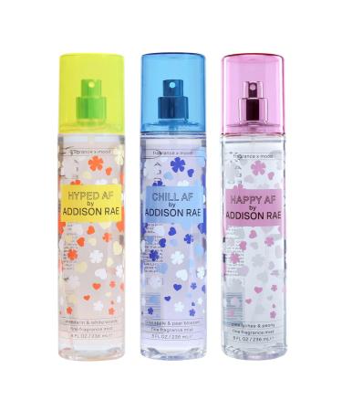 Body Mists Giftset by Addison Rae - Happy Hyped Chill - Body Spray for Women - Mood-Enhancing Vegan Cruelty Free Fragrance Mists - 3 pc