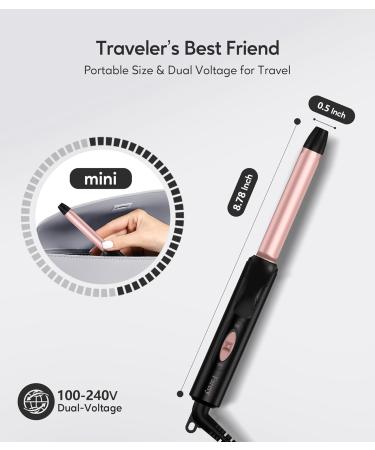 Travel Size Curling Iron - Dual Voltage Mini Curler for Short Hair 1/2 Inch Ceramic Barrel with Keratin & Argan Oil - Perfect for On-the-Go Styling - Buy Online on GoSupps.com