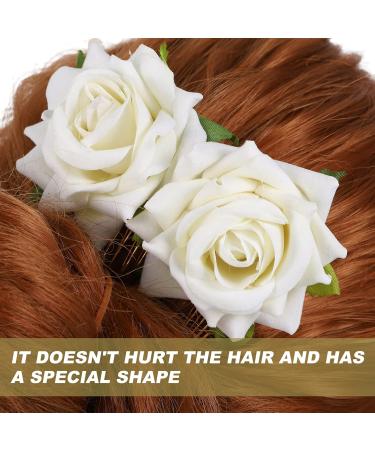 Minkissy Rhinestone Headpiece Rose Flower Bridal Hair Combs Bride Floral Hair Clip Combs Rose Hair Side Combs Wedding Festival Floral Headpiece Party Headdress for Women (White) Wedding D cor - Buy Online on GoSupps.com