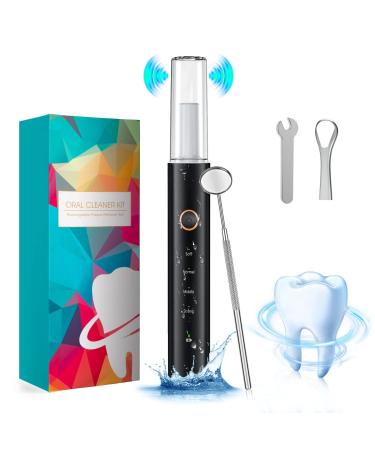 HassoKon Teeth Cleaning Kits with 4 Adjustable Modes 4 Cleaning Heads IPX6 Waterproof A-black
