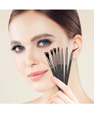 KINGMAS Premium Angled Eyeliner Brush Set - 7 Piece Gel Eye Liner Makeup Brushes for Women Girls - Black - Buy Online on GoSupps.com
