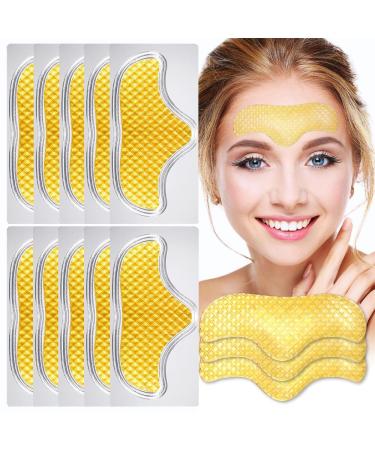 KlsyChry 24K Gold Hydrogel Patches for the Face Gold Forehead Mask Collagen Forehead Anti Wrinkle Patches Helps Smooth and Moisturize the Forehead 10 Pack