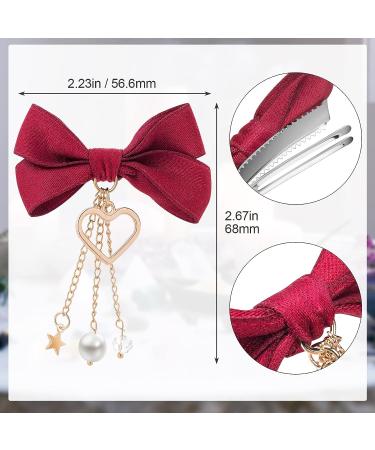 PAGOW Lolita Bow Hair Clips with Small Stars & Heart Pendant - Red & Black Barrettes for Teens & Women - Buy Online on GoSupps.com