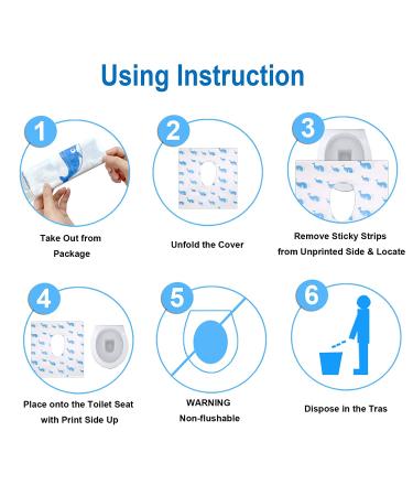 Disposable Toilet Seat Covers 20 Pack - Extra Large Potty Training Liners for Adults & Kids - Individually Wrapped with Non-Slip Adhesives - Blue - Buy Online on GoSupps.com
