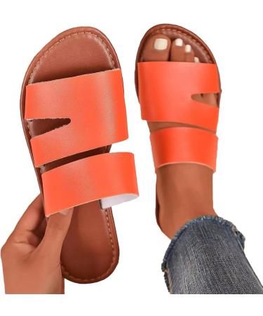 Joberio Women's Flat Summer Sandals - Open Toe Leisure Shoes Size 38 EU Stylish & Comfortable for Outings Swimming & Shopping - Vibrant Orange - Buy Online on GoSupps.com