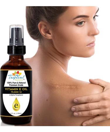 Buy 100% Pure Vitamin E Oil 4oz - Plant-Based D-Alpha Tocopherol for Skin Hair & Nails - Hydrates Reduces Scars & Age Spots - International Shipping Available - Buy Online on GoSupps.com