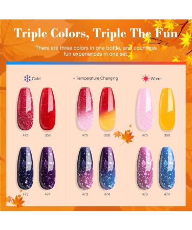 AZUREBEAUTY Color Changing Dip Powder Nail Kit - Fall Winter Glitter Set | Mood Temperature Change Dipping Powder with Base Top Coat & Activator - Perfect for Home Manicure & Gift - Buy Online on GoSupps.com