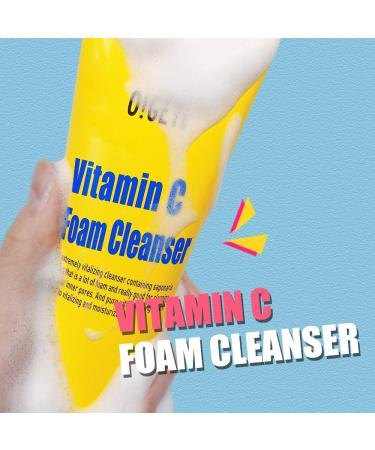 GETi Vitamin C Foam Cleanser | Korean Foaming Facial Cleanser for Dry & Sensitive Skin | Pore Cleansing & Sebum Reducing Face Wash | Paraben-Free | Gift for Women - Buy Online on GoSupps.com