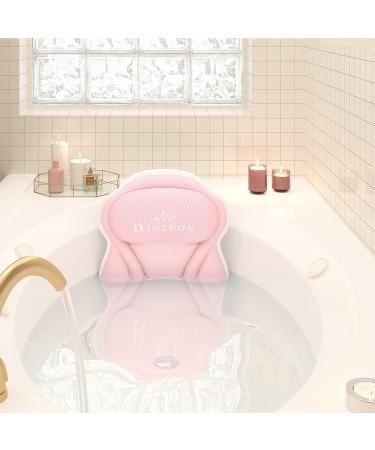 DIGIFOX Pink Bath Pillow - Ergonomic Tencel Spa Cushion for Tub Relaxation - Luxury 4D Air Mesh Head and Neck Support - Breathable Bath Accessories - Buy Online on GoSupps.com
