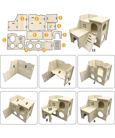 Eyksta Wooden Multi-Chamber Hamster House | Dwarf Hamster Accessories & Hiding Plants - 14.5x15.5x14 - Buy Online on GoSupps.com