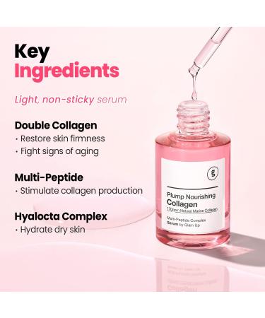 GLAM UP Plump Nourishing Marine Collagen Serum | Anti-Aging Skincare with Hyaluronic Acid & Peptides | 30ml  - Buy Online on GoSupps.com