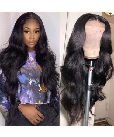 Real hair wig 5x5 human hair wig body wave brazilian remy hair pre plucked natural hairline free part closure wig bleached knots frontal pergen for women 28 inches