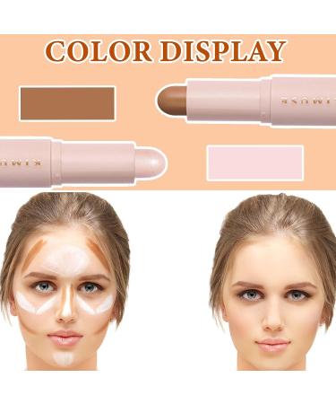 2 Color Dual Cream Contour Stick Set - Lightweight & Waterproof Highlighter and Bronzer Stick - Long Lasting Face Makeup Stick (W01LIGHT) - Buy Online on GoSupps.com