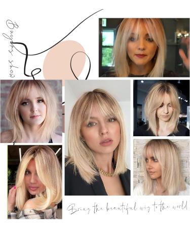 WOKESTAR Blonde & Dark Roots Bob Style Wig for Women - Heat Resistant Synthetic Hair - Buy Online on GoSupps.com