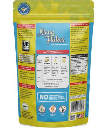 Nana Flakes 100% Pure Banana Flakes Food Powder - Natural - Great Source of Potassium & Fiber (Banana One Pound Bag) 1 Pound - Buy Online on GoSupps.com
