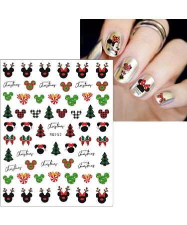 Christmas Nail Stickers 9 Sheets Self-Adhesive Nail Decal Snowflake Santa Claus Hat Red Nail Art Decoration Design Supplie - Buy Online on GoSupps.com