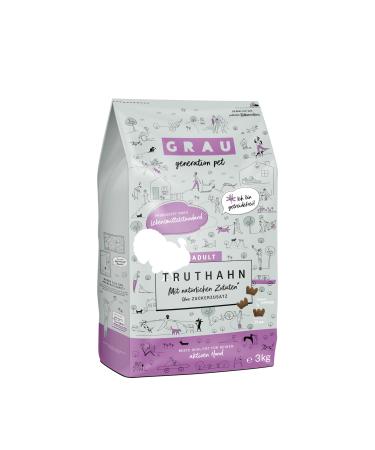 GRAU The Original Dog Food, Turkey, Pack of 1 (1 x 3 kg), Grain Free, For Active Adult Dogs