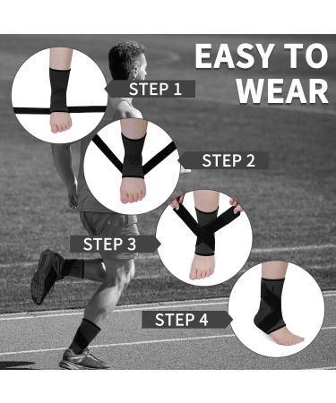 Breteil Ankle Brace for Plantar Fasciitis Relief Ankle Support 2 Pack for Men & Women Ankle Compression Sleeve with Strap Foot Brace for Sprained Ankle Achilles Tendonitis Black-l - Buy Online on GoSupps.com