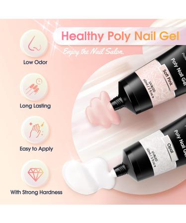 Buy Rosalind Poly Nail Gel - White & Pink Acrylic Nail Extension Set (60ml) | Quick Builder Gel for Nail Art | Perfect for Starters - Buy Online on GoSupps.com