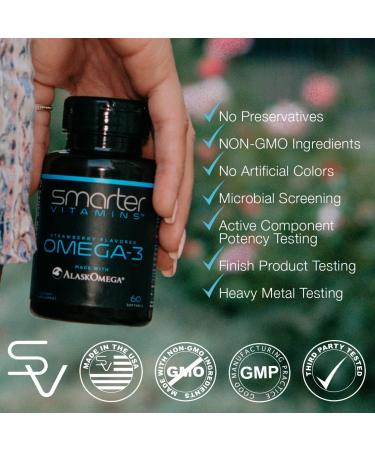 3 Pack Smarter Omega-3 Fish Oil Burpless Strawberry Flavor | Triple Strength 2000mg DHA EPA | AlaskOmega | Brain & Joint Support - Buy Online on GoSupps.com