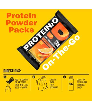 Protein2o 20g Whey Protein Isolate Clear Protein Powder 370mg of Electrolytes Vitamins B5 & B6 Sugar Free Orange Mango 8-Pack Orange Mango Powder (8 Sticks) 1.09 Ounce (Pack of 8) - Buy Online on GoSupps.com