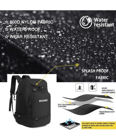 Ski Boot Bag 50L Waterproof Travel Backpack for Ski Gear & Accessories | Black | Men, Women, Youth - Buy Online on GoSupps.com