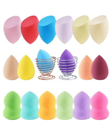 Makeup Sponge 18 Pcs Set-Beauty Sponge Foundation Blending Sponge with 2 Pcs Egg Sponge Blending Holder Stand  Flawless for Liquid & Creams & Powers (Sponge stand color random)