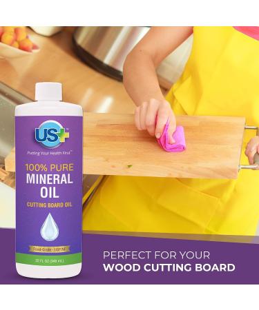 32oz US+ 100% Pure Mineral Oil - Food-Grade Cutting Board Oil for Butcher Blocks, Countertops & More - Buy Online on GoSupps.com