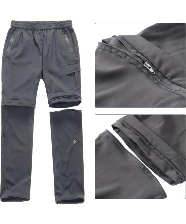 Feoya Children's Outdoor Hiking Pants - Zip Off & Removable Shorts Quick-Drying Trekking Pants for Unisex Youth & Girls - 150 Gray - Buy Online on GoSupps.com