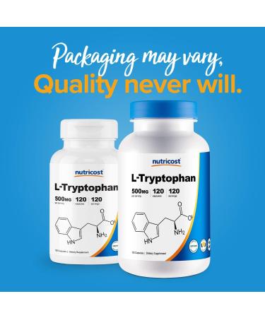 Nutricost L-Tryptophan 500mg 120 Capsules (2 Bottles) - Buy Online on GoSupps.com