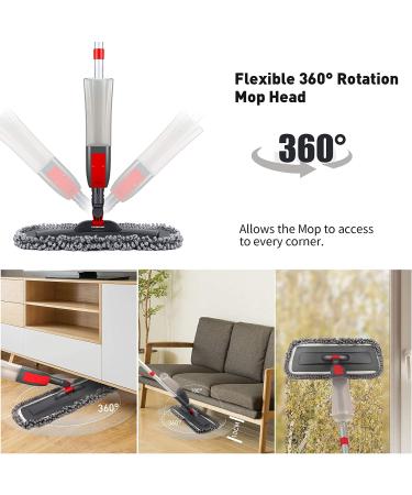 120CM Spray Mop for Floor Cleaning | Microfiber Hardwood Floor Mop with 3 Pads and Scraper - Buy Online on GoSupps.com