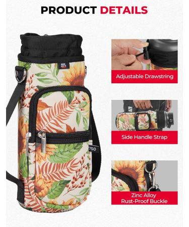 Kemimoto 750ml Water Bottle Holder - Portable Neoprene Bottle Carrier with Adjustable Shoulder Strap for Camping Cycling & Travel - Yellow - Buy Online on GoSupps.com