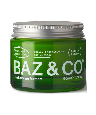 BAZ & CO Skin Food Moisturizer Face Cream for Men 1.7 Fl Oz with Basil Frankincense and Juniper
