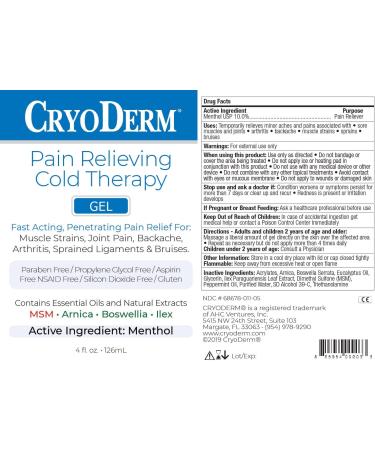 CryoDerm 4 oz Cold Therapy Gel - Fast-Acting Pain Relief for Muscle Aches and Inflammation - Buy Online on GoSupps.com